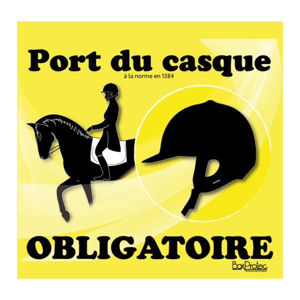 panneau port du casque d'équitation obligatoire jaune