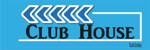 panneau de direction flèche club house bleu fléchage boxprotec