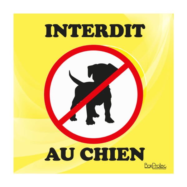 panneau interdiction aux chiens jaune