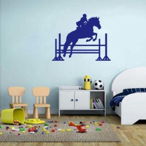stickers mural cheval bleu décoration intérieur modèle 07
