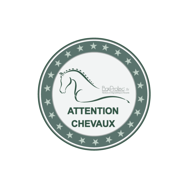 stickers rond attention chevaux gris