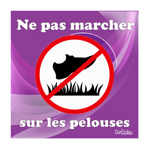 panneau interdit de marché sur les pelouses violet