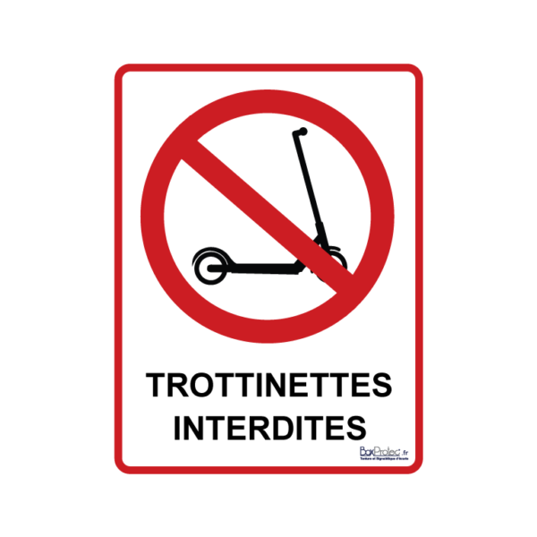 panneau interdiction de rouler en trottinettes