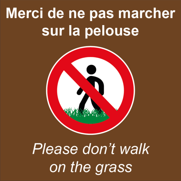 BOXPROTEC - panneau fond marron interdit personnalisé / don't walk on the grass / ne pas marcher sur la pelouse