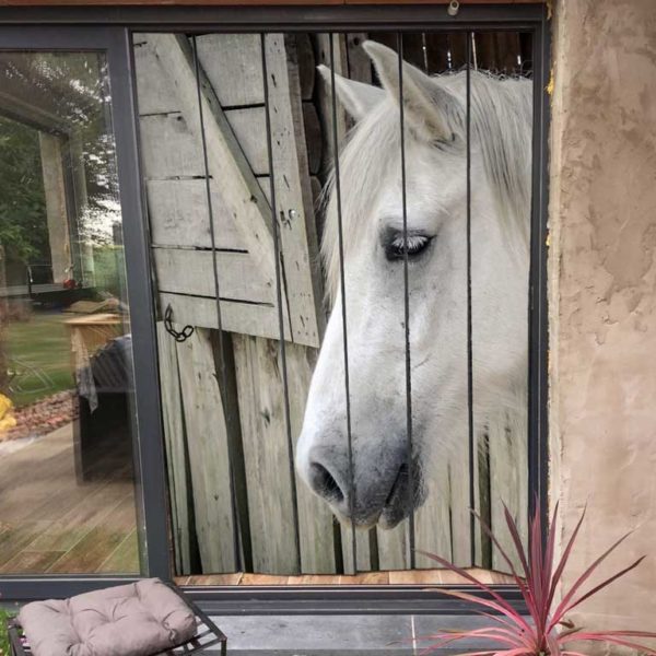 moustiquaire de baie vitrée motif cheval