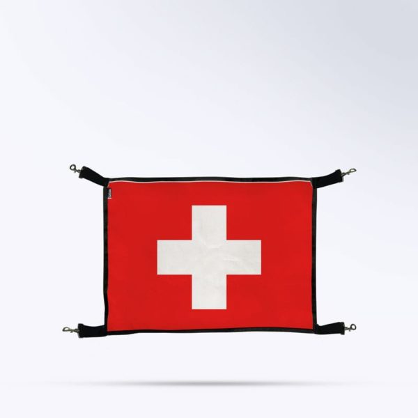 porte de box drapeau suisse pour chevaux