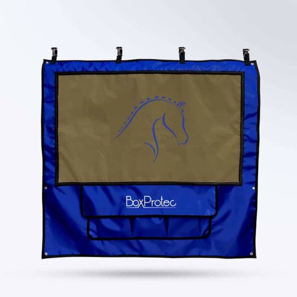tenture de box pour équitation bleu et marron Boxprotec