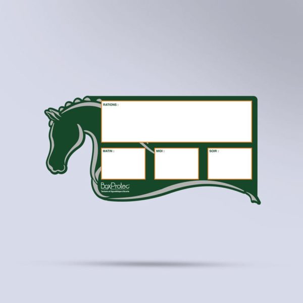 pancarte de ration pour chevaux effaçable vert Boxprotec